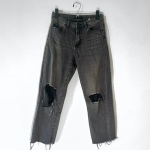 Uniqlo Boyfriend High Rise Tapered Distressed Straight Leg Cutoff Jeans …